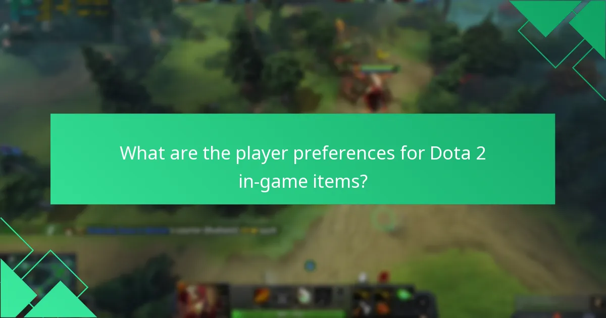 What are the player preferences for Dota 2 in-game items?